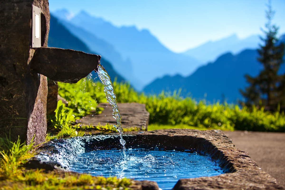 Tap water, natural spring, Switzerland