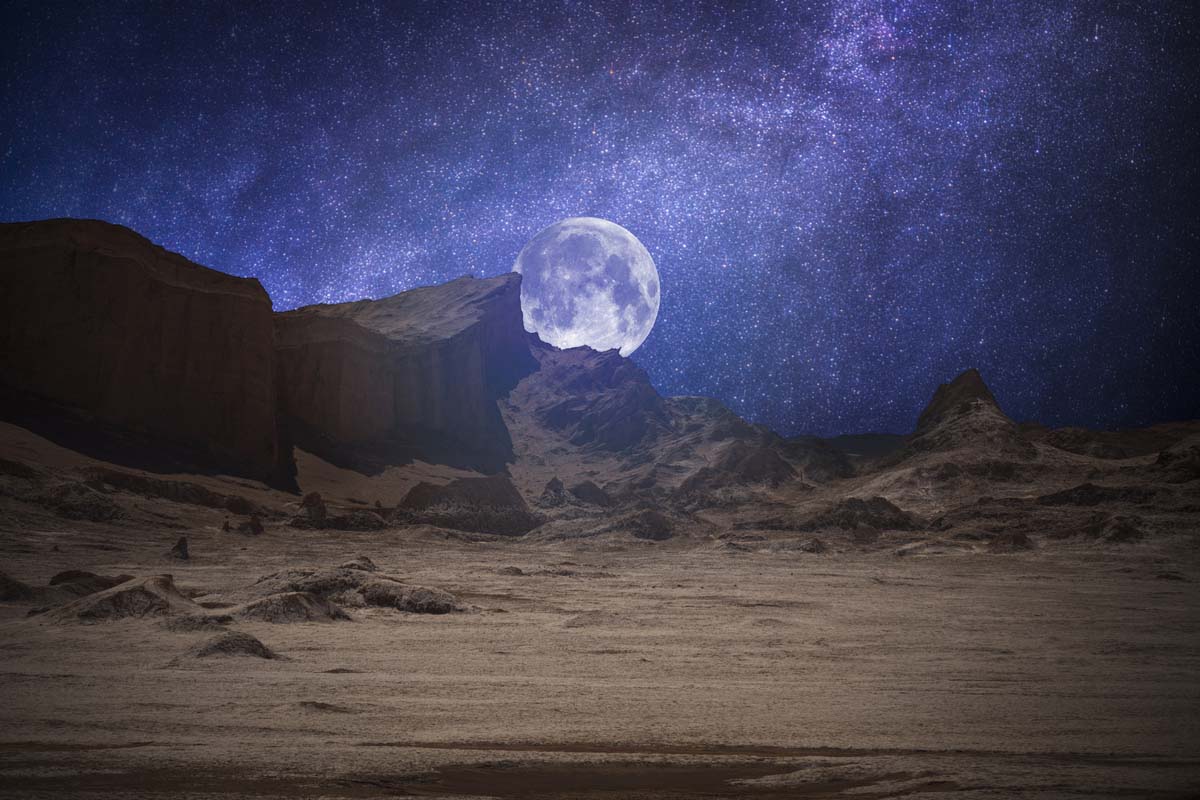 A close up view of the moon in the Atacama desert