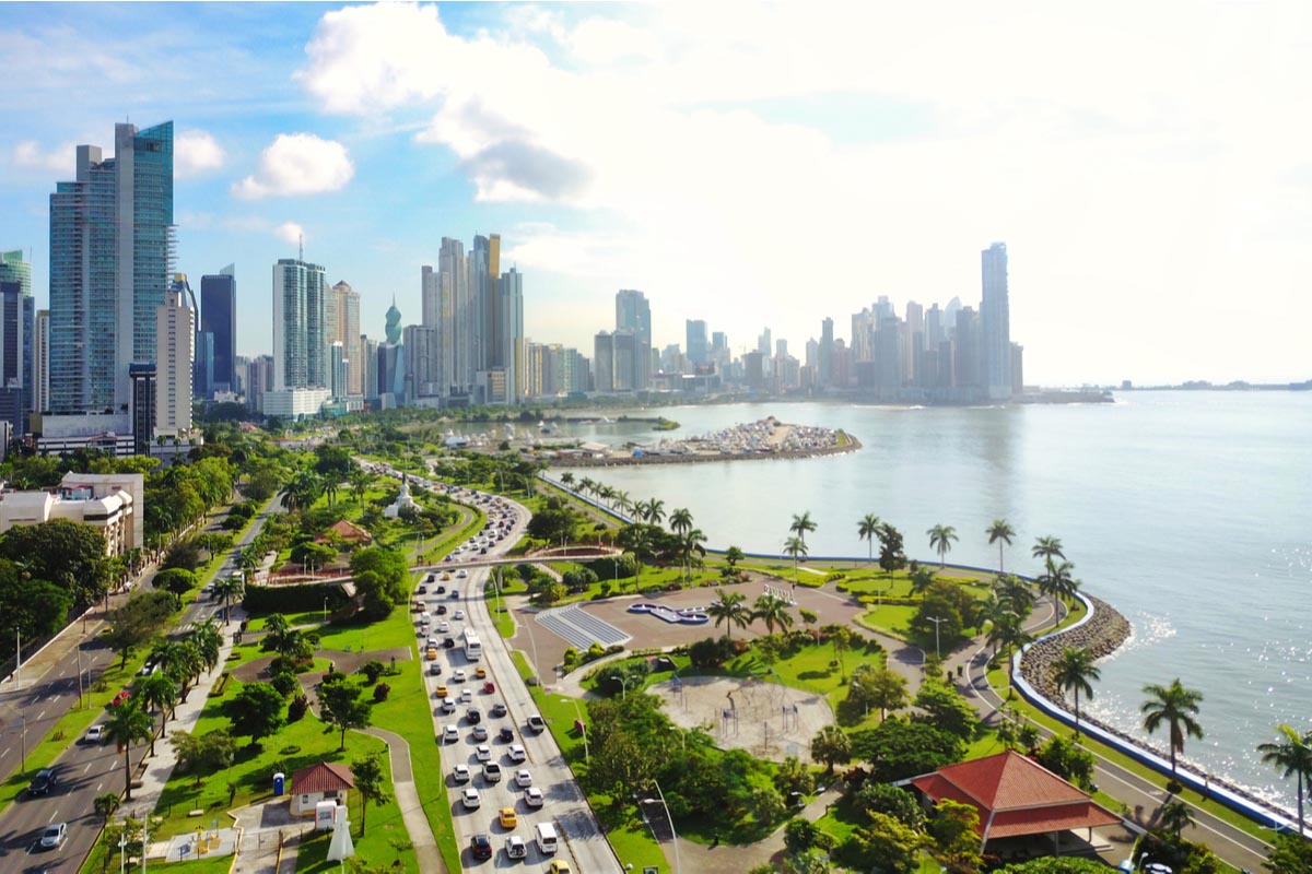 A view of the modern high rise building in Panama