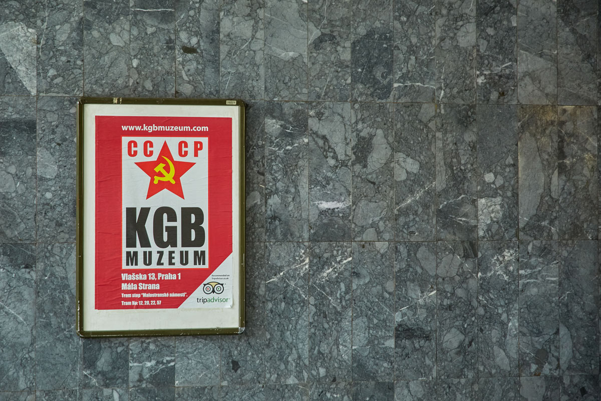 A sign signifying the KGB Museum in Czechia