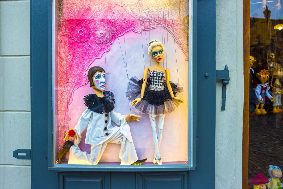 Traditional wooden puppets made in Czech Republic