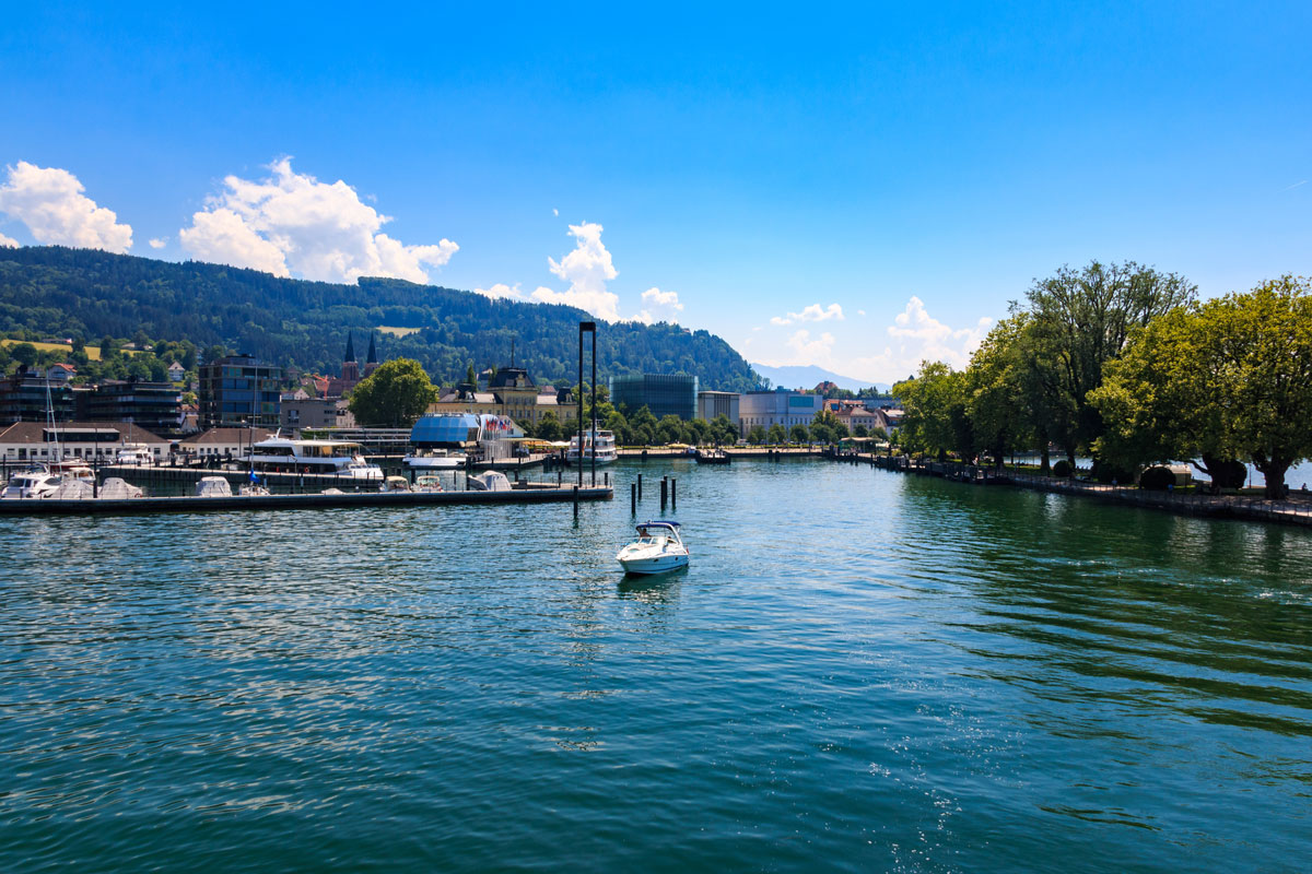 Harbor entrance in Bregenz on Lake Constance, places to visit in Austria