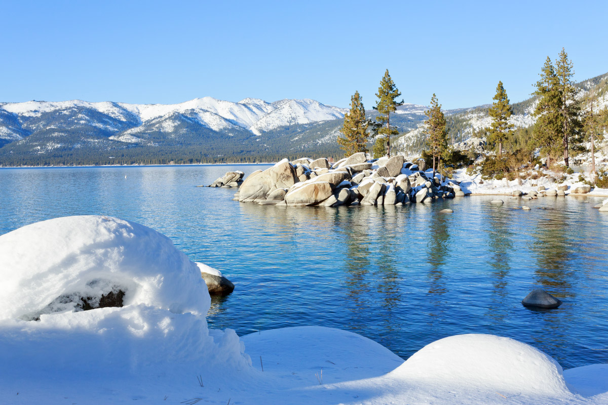 Lake Tahoe on a sunny winter day.