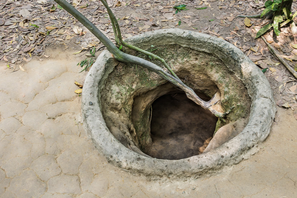 Entrance of a tunnel - Cu Chi Tunnels, Vietnam