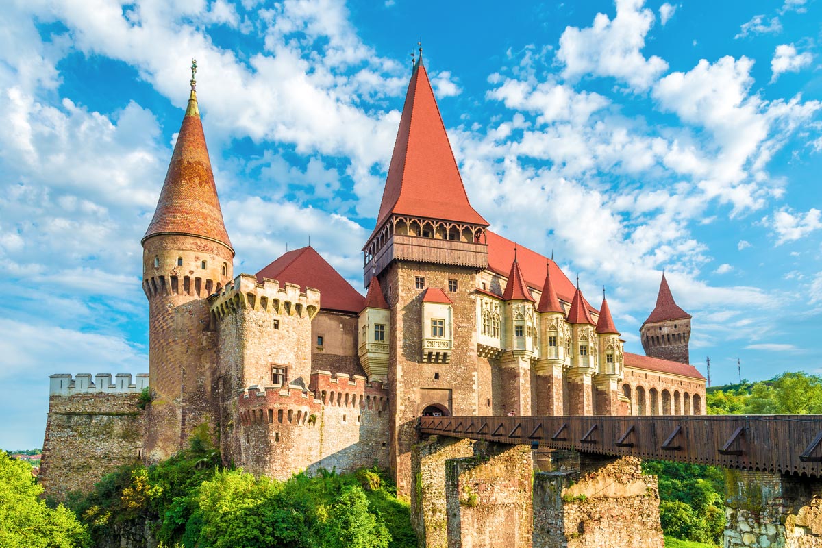 Medieval Hunyad Corvin castle, Hunedoara town, Transylvania region