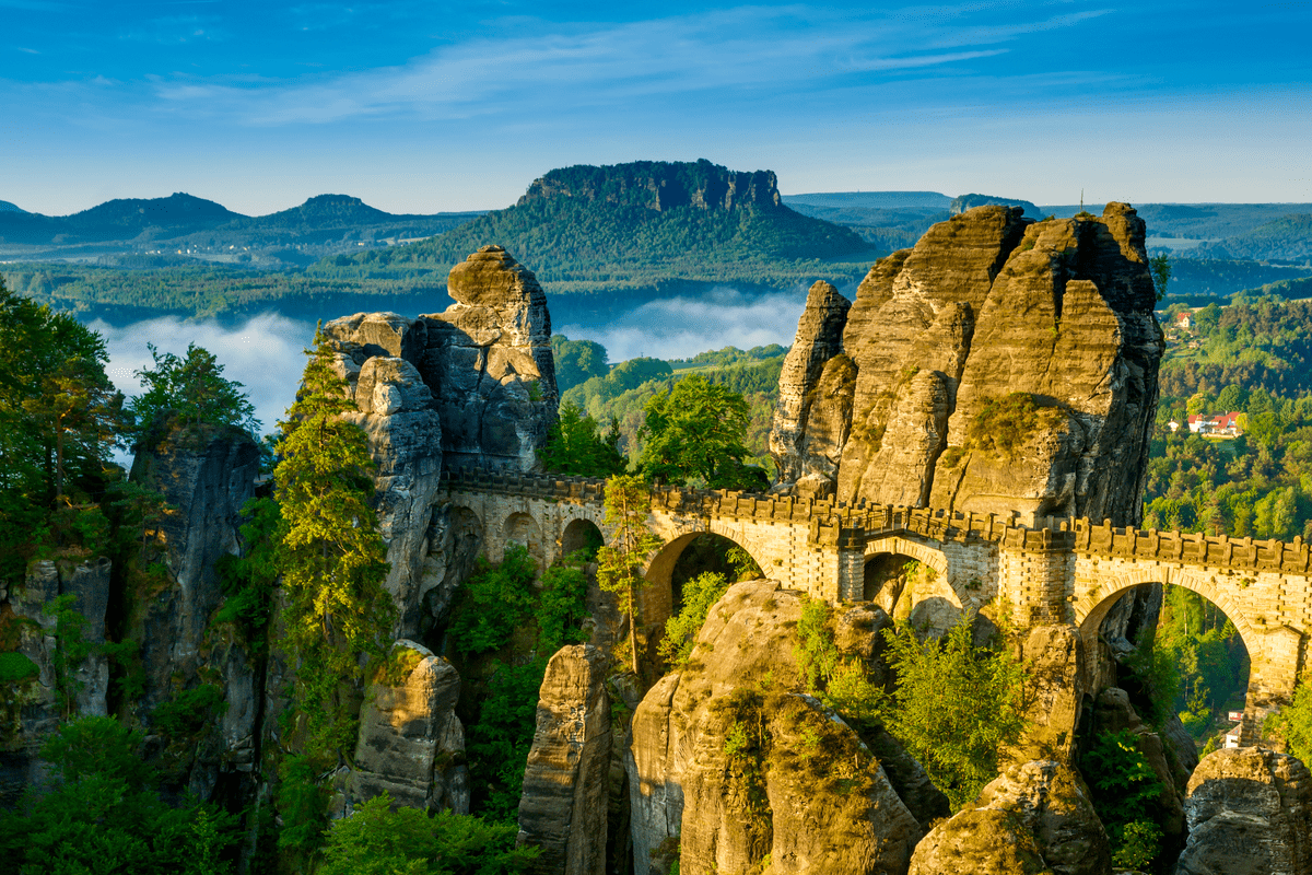 Bastei Bridge in Saxon Switzerland Germany Europe National Parks