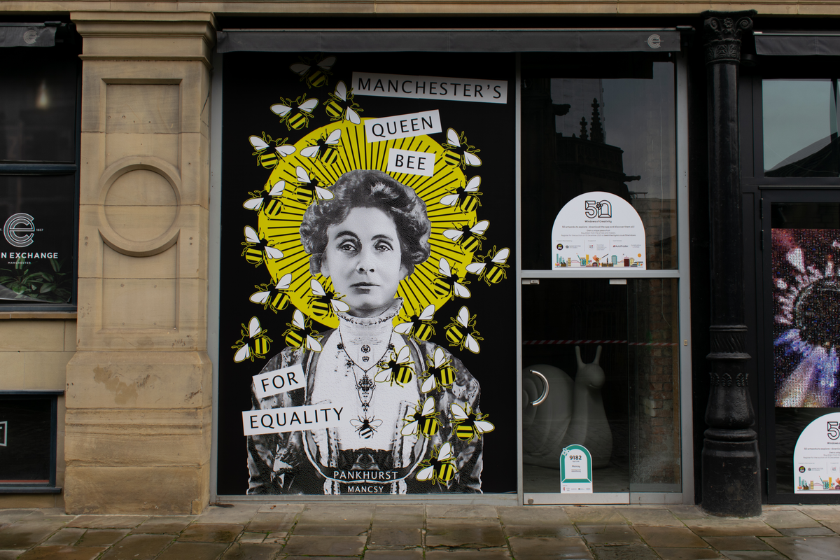 Emmeline Pankhurst mural Manchester England International Women's Day