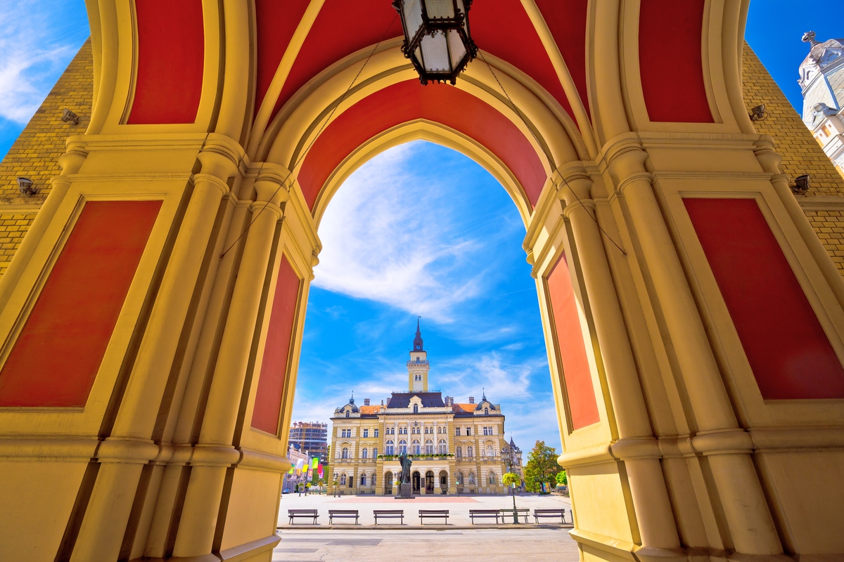View of Novi Sad city centre Name of Mary Church travelling to Serbia