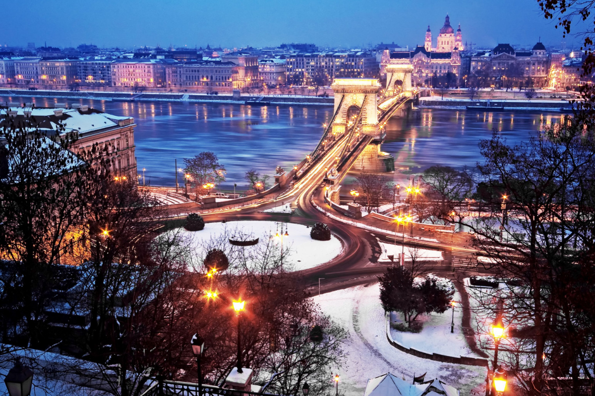 Budapest in winter white Christmas