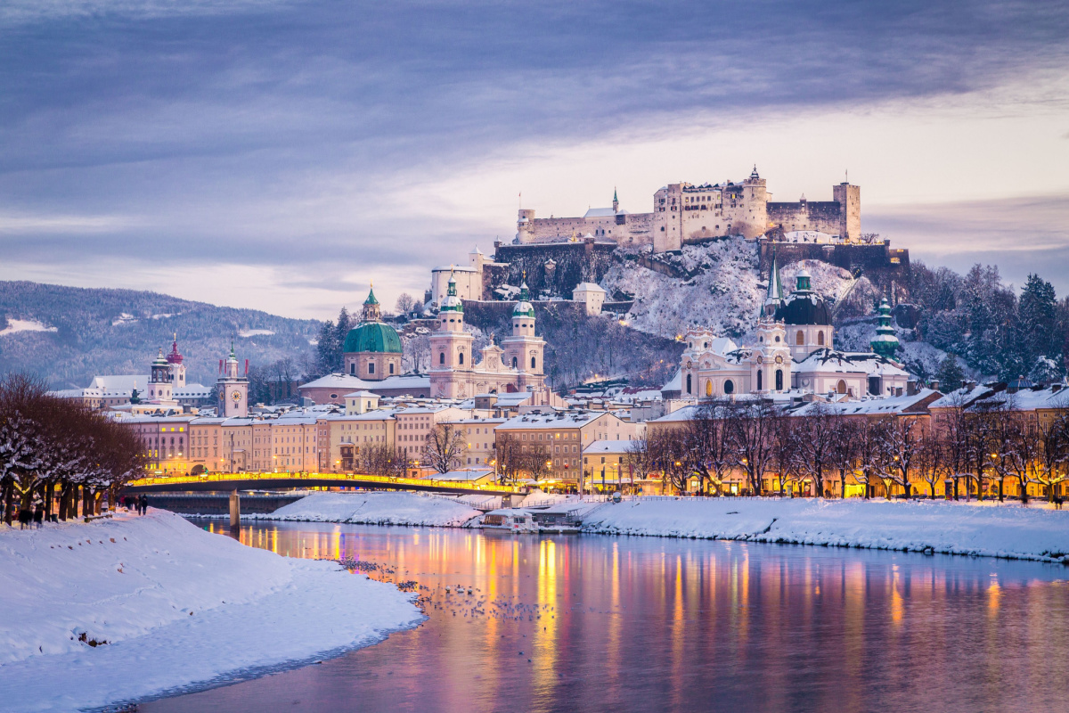 Salzburg Austria in the snow white Christmas