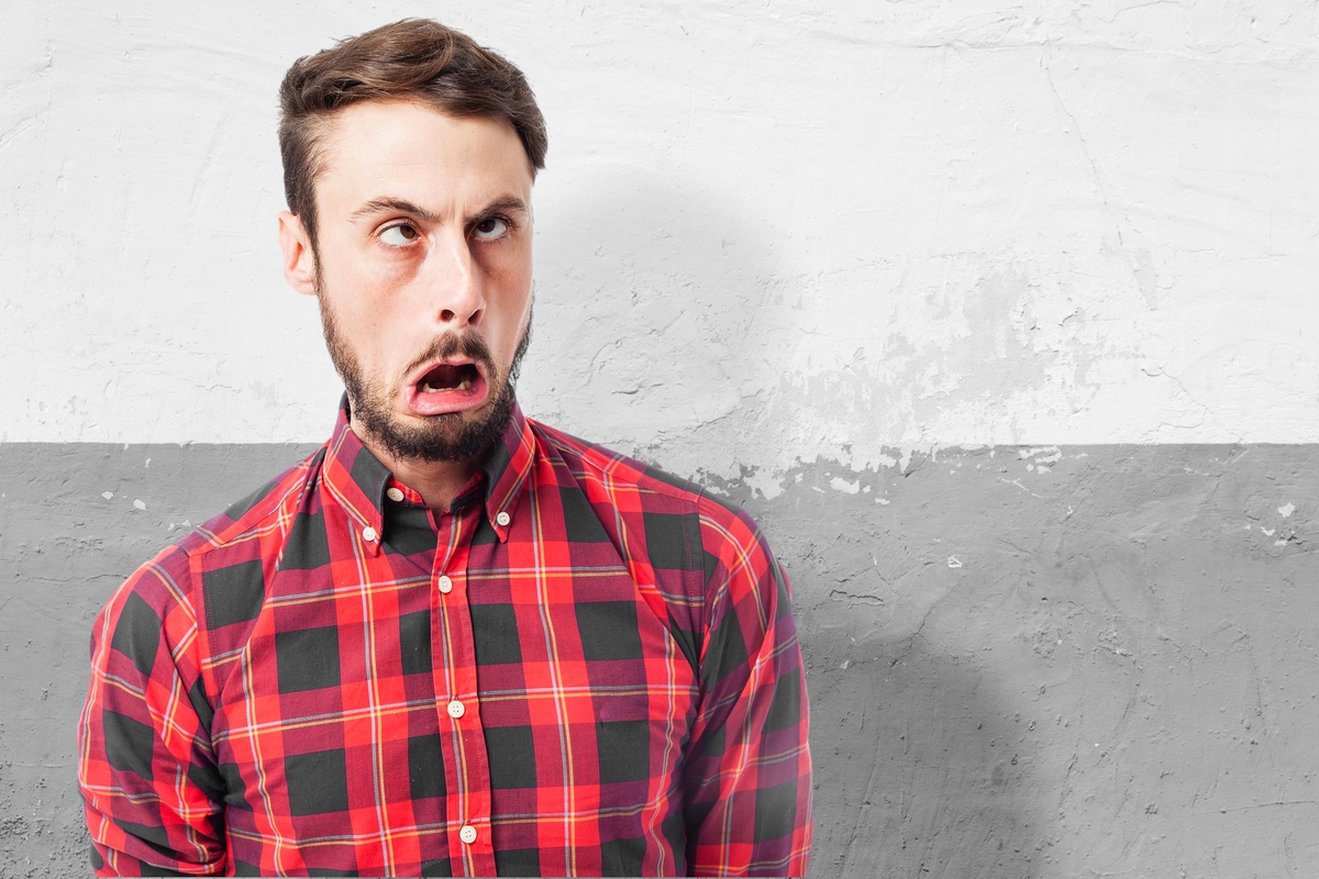 Man pulling funny face British Traditions