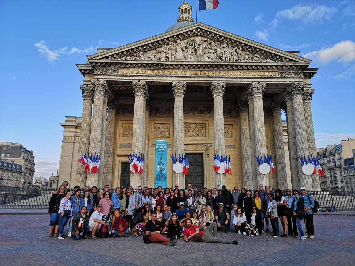 Tour leader and tour group in France