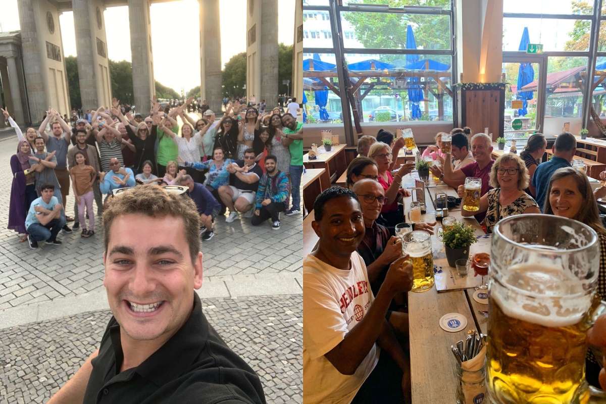 tour leader with tour group in germany