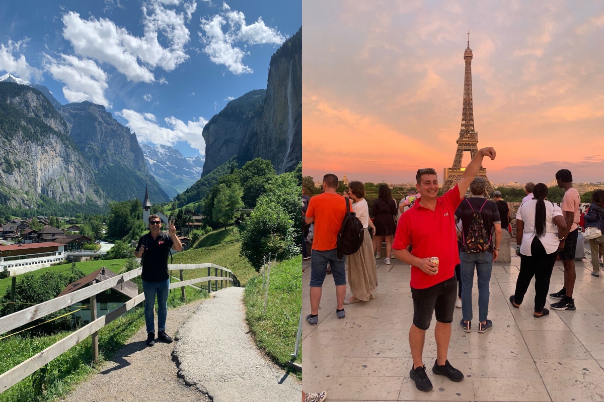 tour leader sightseeing in Lauterbrunnen in Switzerland and Paris in France