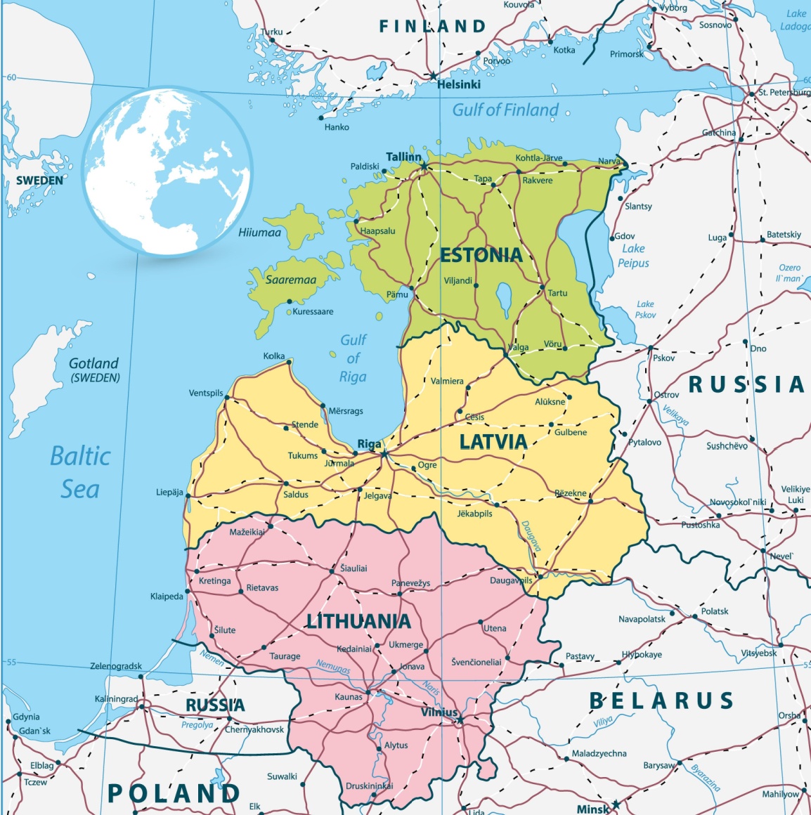 Map of the Baltic states