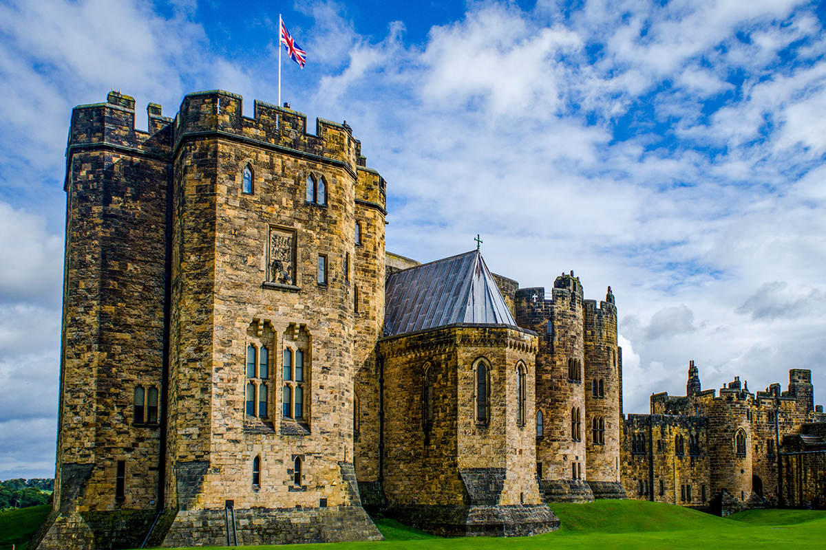 Alnwick Castle standing tall. 