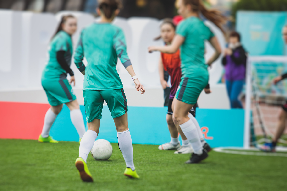 Women's football players.