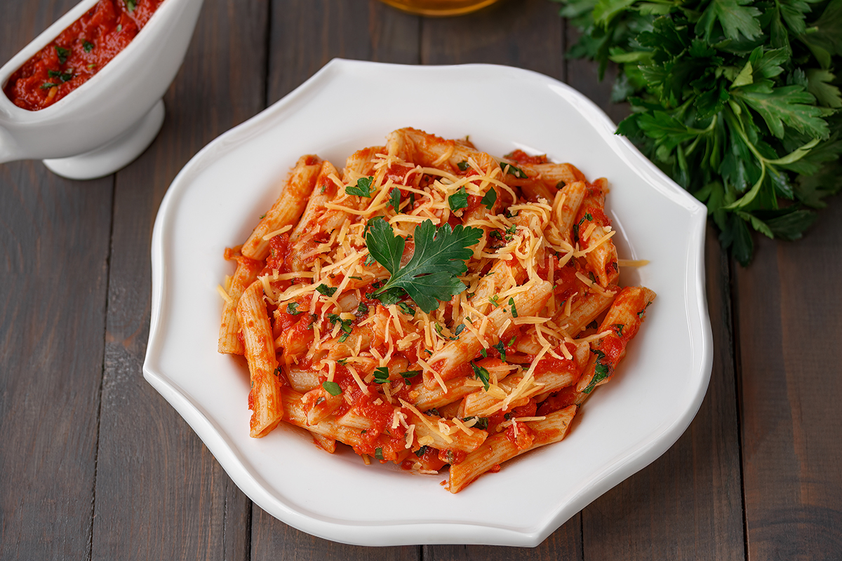 A picture-perfect penne arrabbiata.