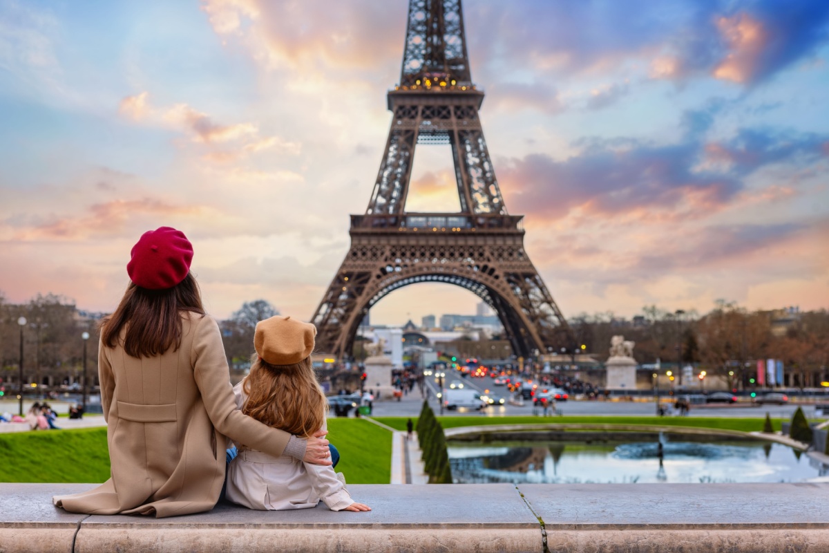 Mother and daughter in Paris, France